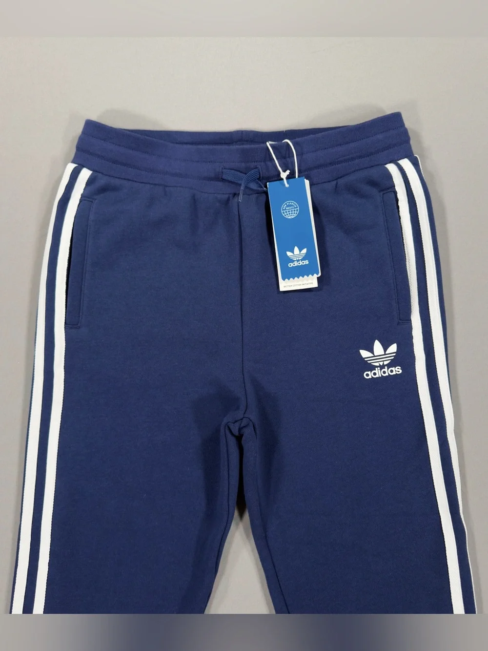 Adidas Youth M Medium Trefoil Pants Navy Blue White Stripe Joggers Tracksuit NWT